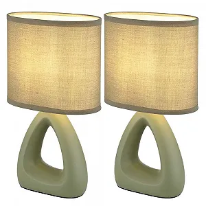 Настольная лампа GLOBO Керамическая Текстильная 1x E14 17x10x30 см Зеленая Набор из 2 шт. - Фото 1