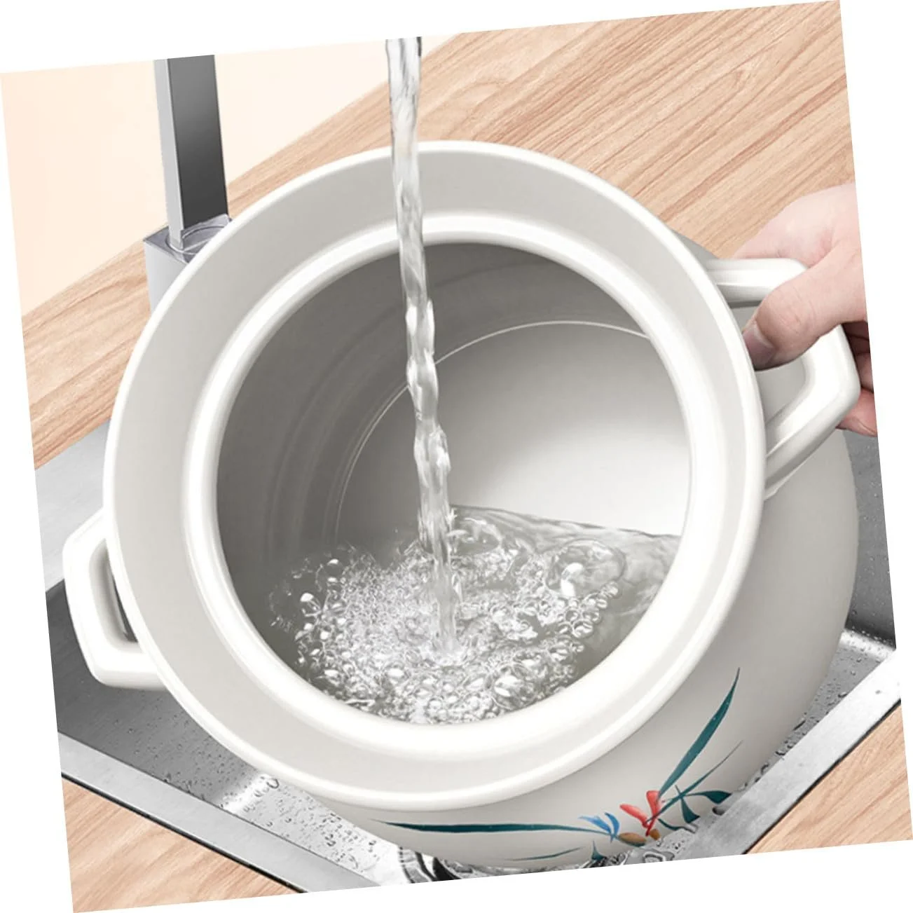 Горшок для супа BESTYASH керамический для тушения курицы с крышкой долговечный практичный, фото №5