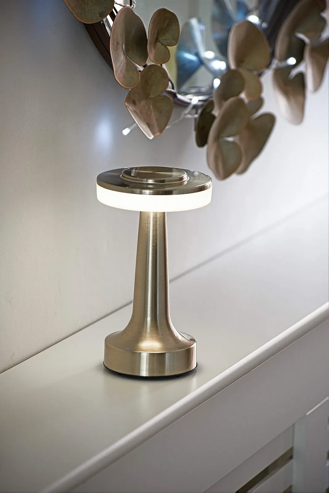 Настільна лампа Auraglow LED Акумуляторна Сенсорна Сатиновий нікель, фото №4