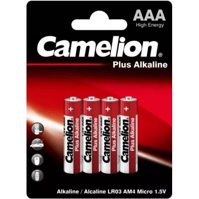 Батарейка Camelion AAA LR03 Plus Alkaline 4 (LR03-BP4), фото №1