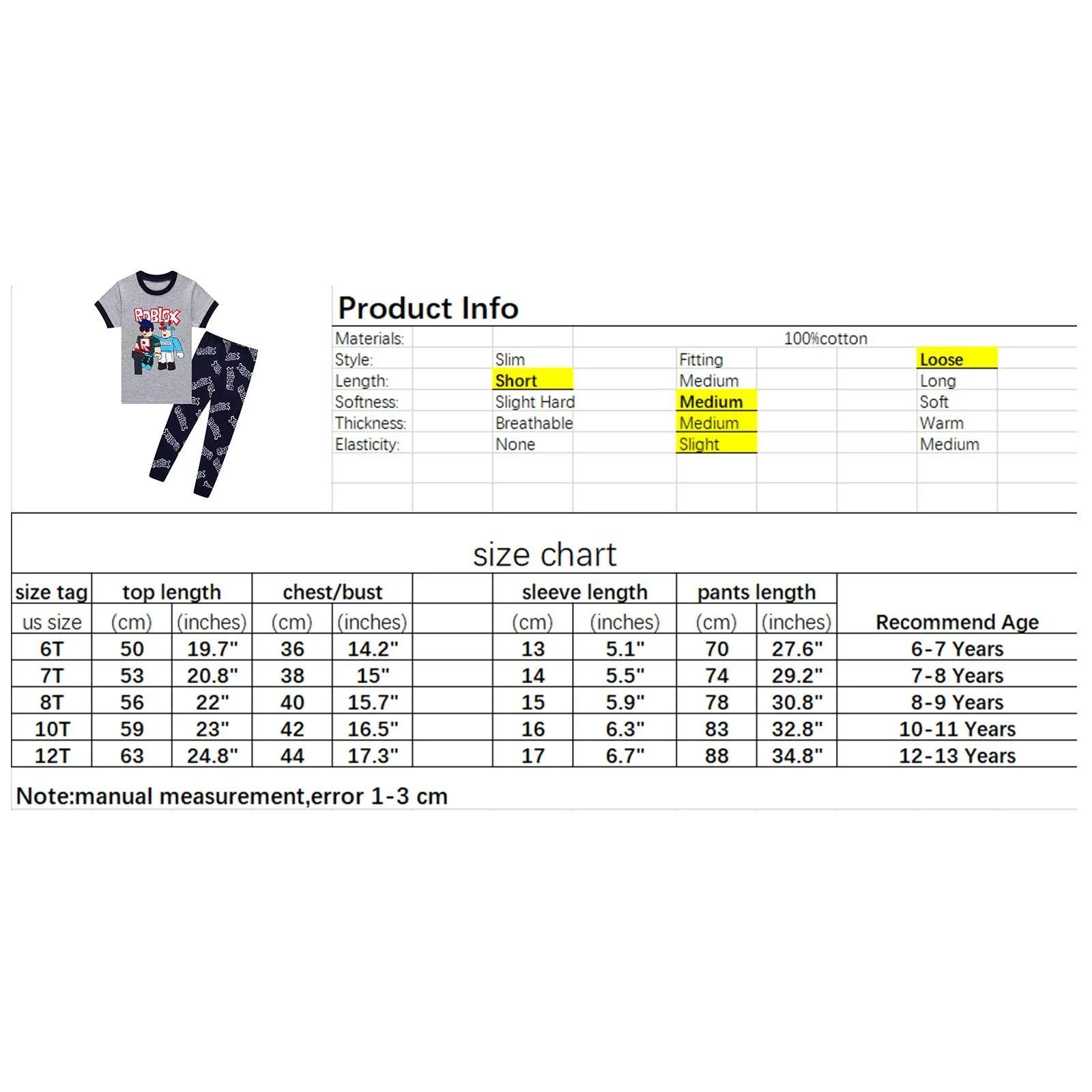 Комплект пижамы для мальчиков Серый Хлопок с короткими рукавами, фото №4