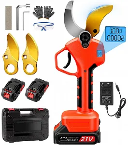 Електричний Секатор 40 мм, Лезо SK7, 2 x 2Ah Літієві Акумулятори 21 V, З Коробкою для Зберігання - Фото 1