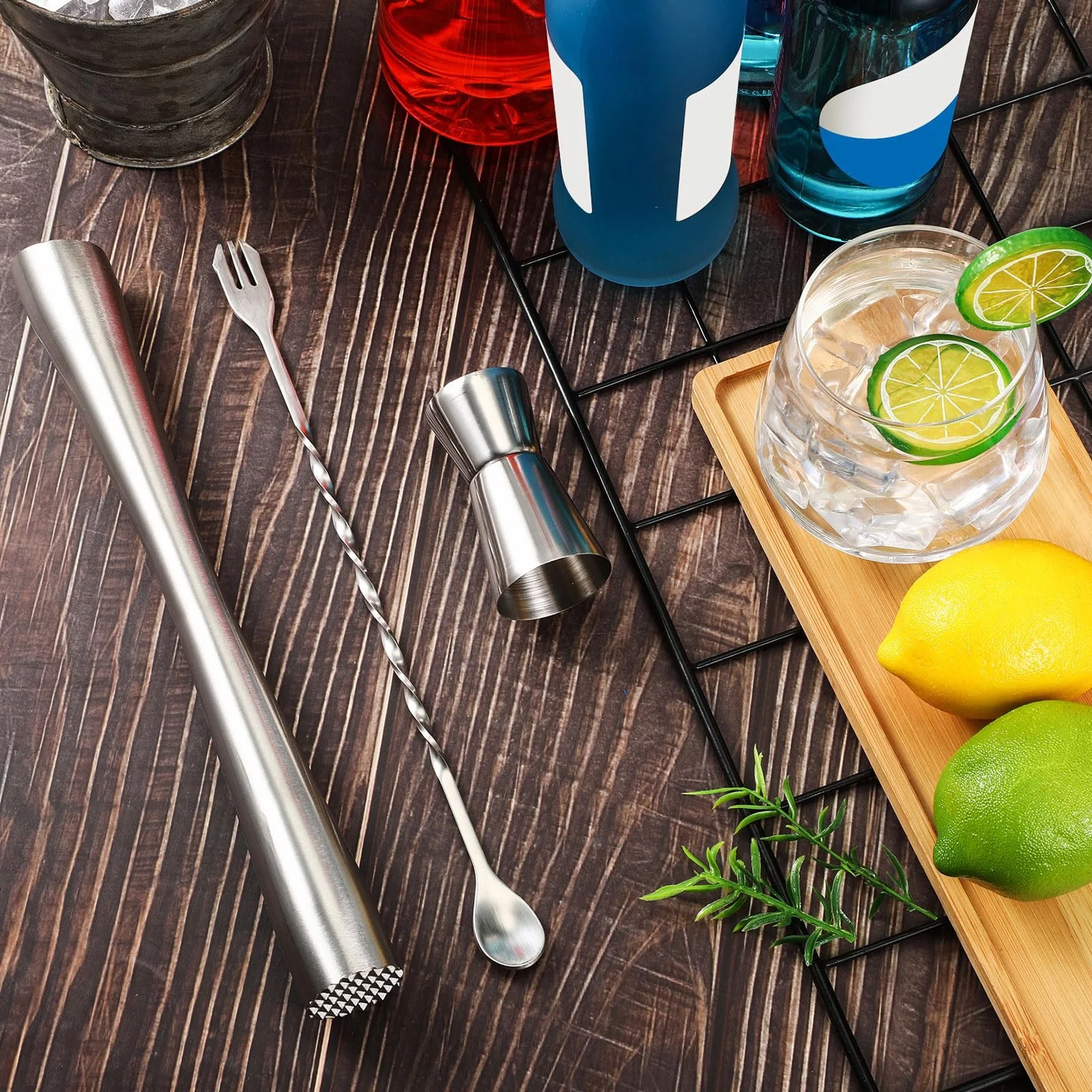 Набір бармена Fiada Мадлер для коктейлів Нержавіюча сталь з мірною чашкою та ложкою для змішування коктейлів, фото №5
