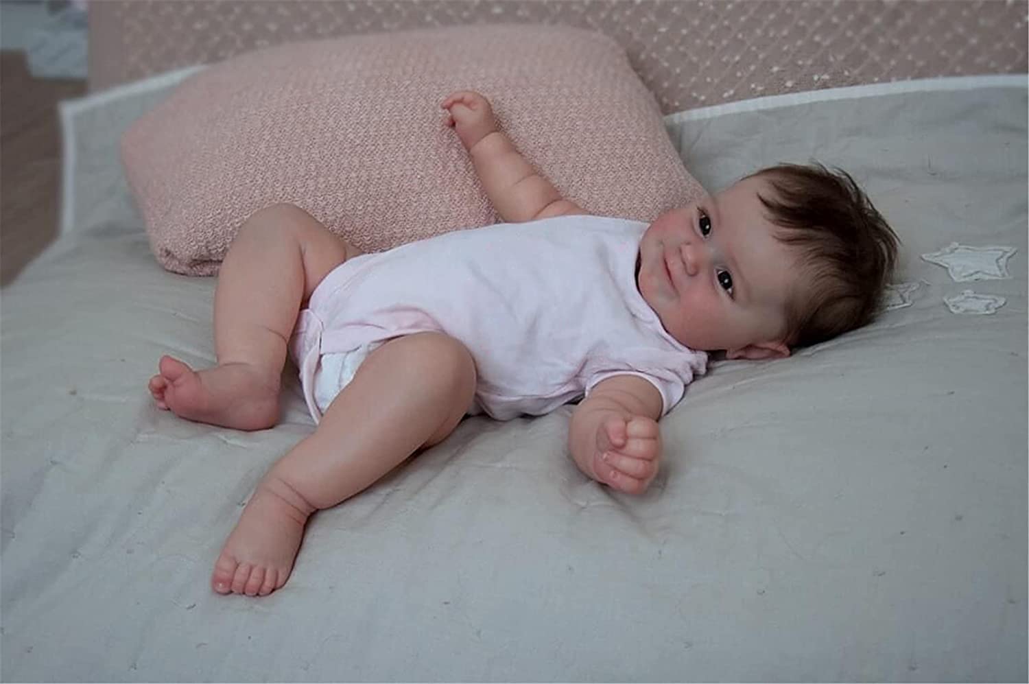 Лялька Bebe Reborn Maddie 50 см Новонароджена дівчинка М'який дотик з ручним волосям Висока якість Ручна робота, фото №5