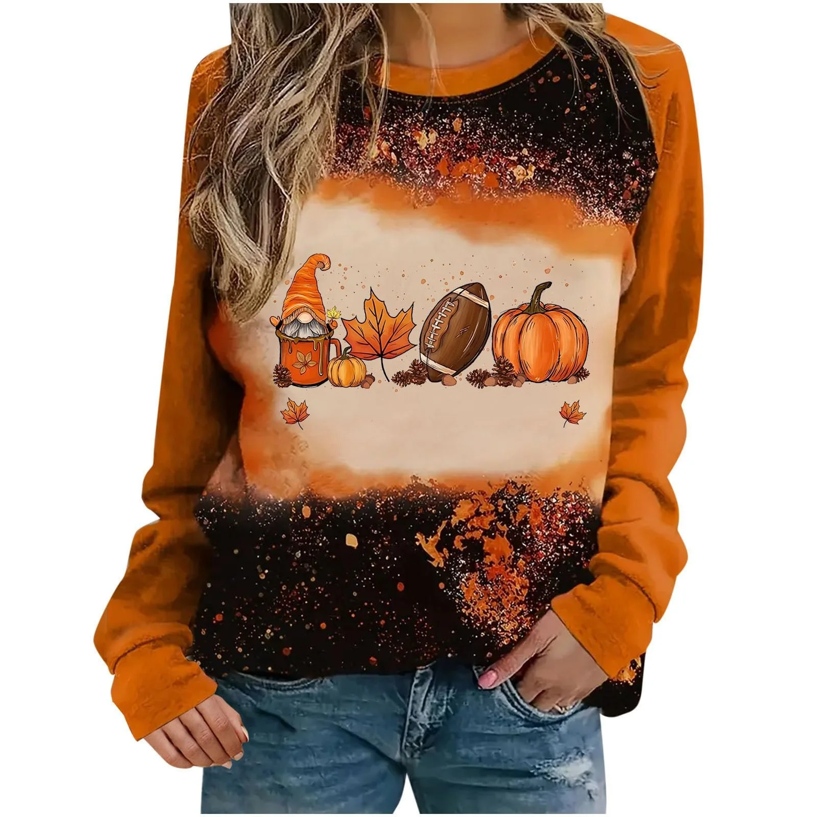 Свитшот Lemoiitea Женский Стильный С круглым вырезом, С длинными рукавами, С принтом, Повседневный, Свободный, Пуловер, Блузка, Топ для отдыха, Рубашка для распродажи, Осенний Зимний, Для вечеринок и праздников, фото №1