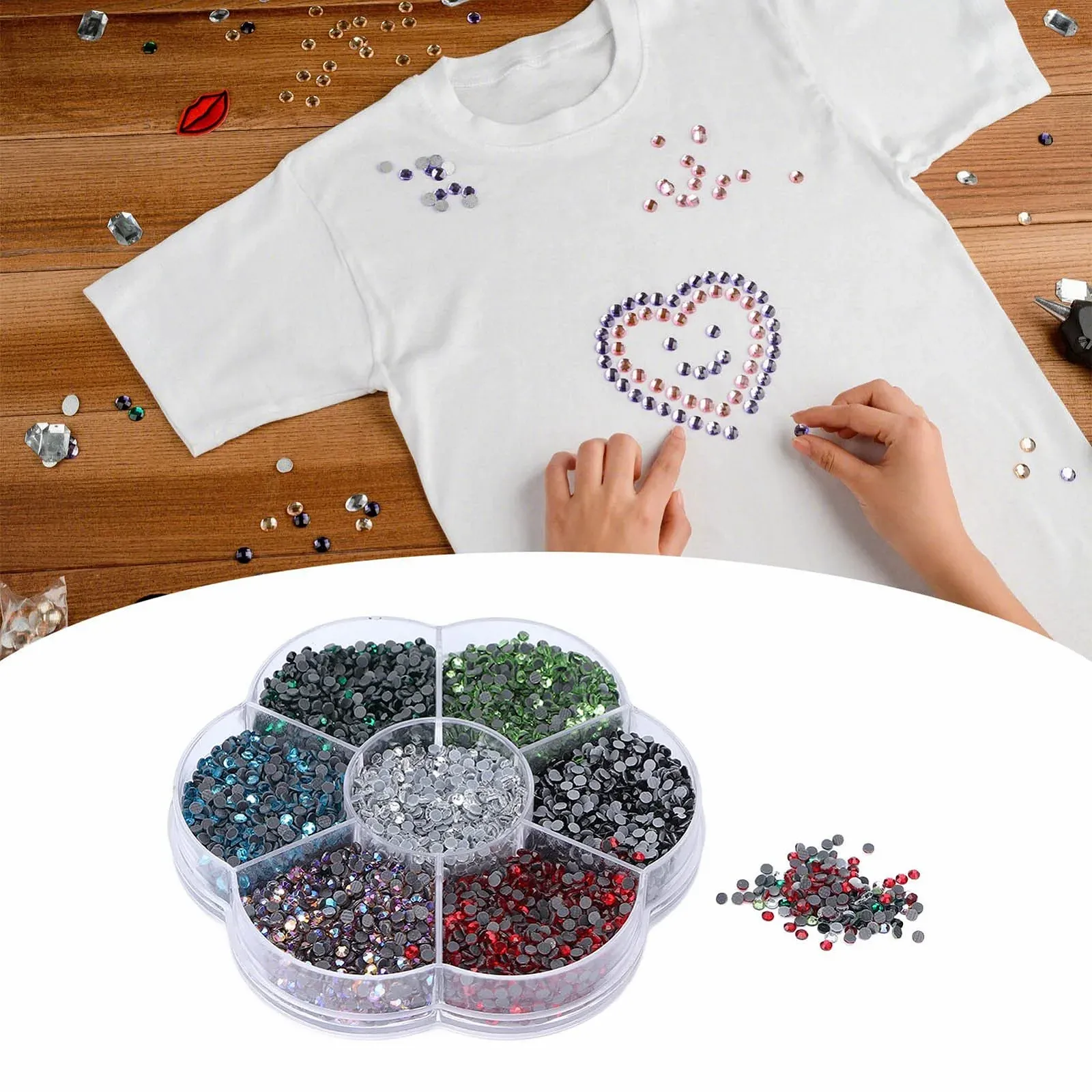 Стрази Плоскі Стрази 10080 шт, Райдужні круглі намистини 7 кольорів Скляні, фото №9 Стрази Плоскі Стрази 10080 шт, Райдужні круглі намистини 7 кольорів Скляні, фото №9