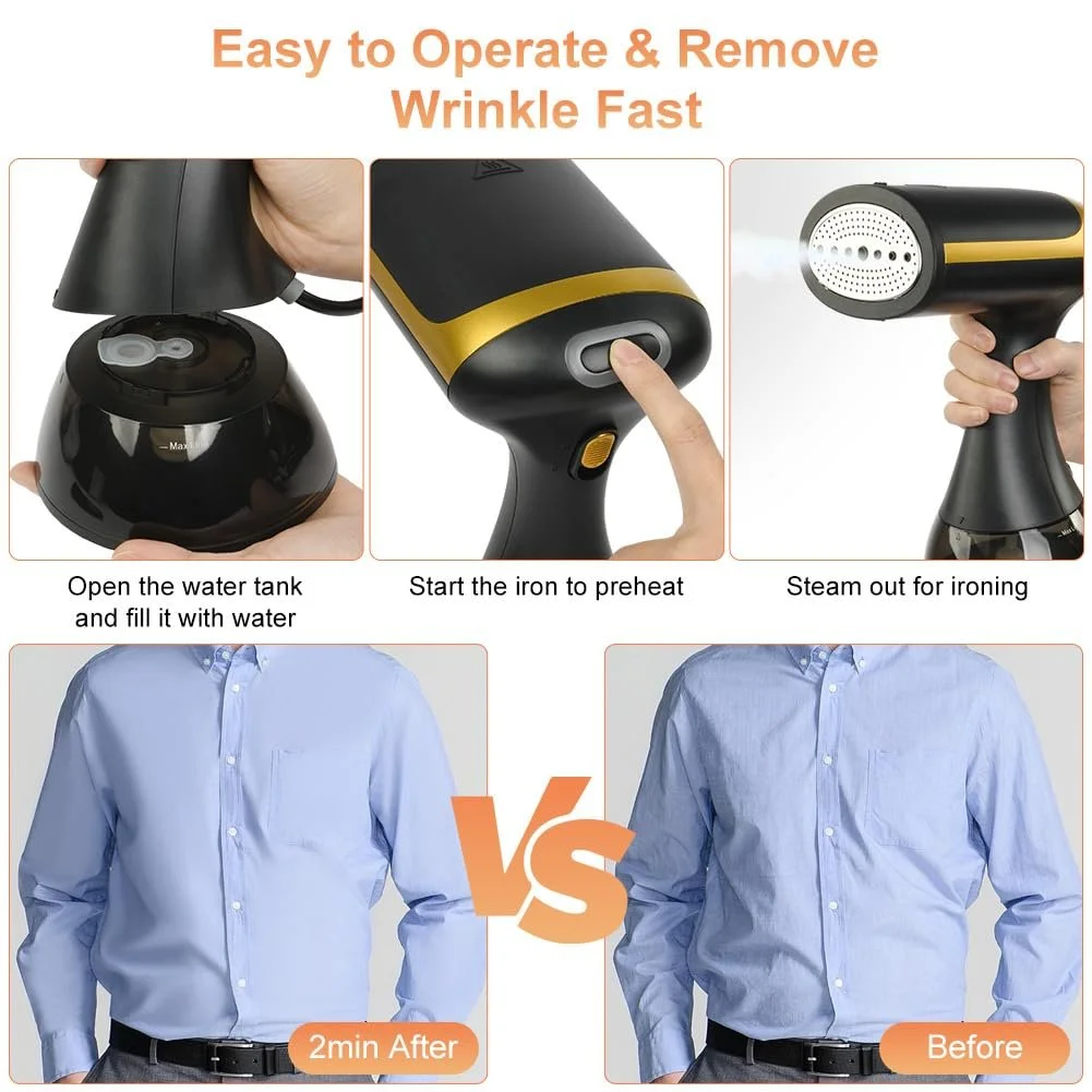 Ручной отпариватель HOTUT 1500 Вт 150 мл Black, фото №6