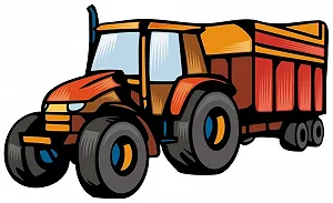 Наклейка на стіну Samunshi Кольоровий трактор з причепом - Фото 1