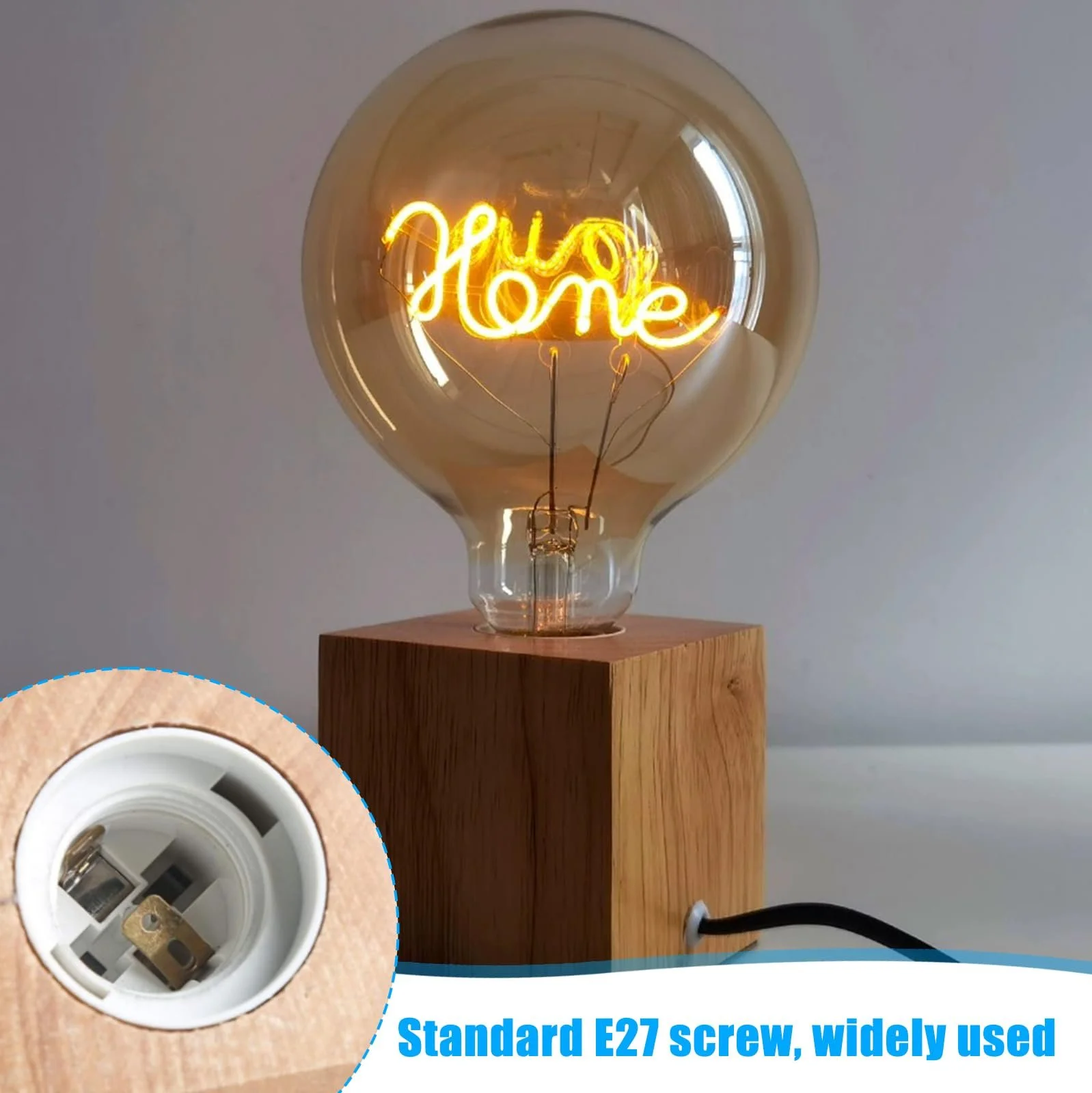 Настільна лампа Nizirioo Cube Дерев'яна основа EU Plug E27, фото №4