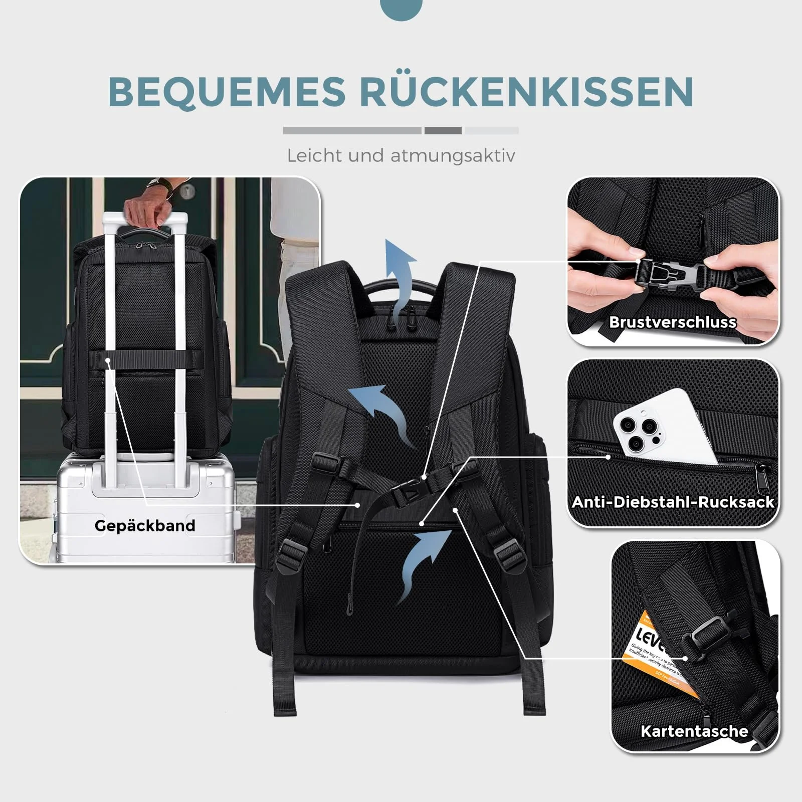 Рюкзак для ноутбука FENRUIEN Expandable 17 дюймов Waterproof USB Anti-Theft Black, фото №7 Рюкзак для ноутбука FENRUIEN Expandable 17 дюймов Waterproof USB Anti-Theft Black, фото №7