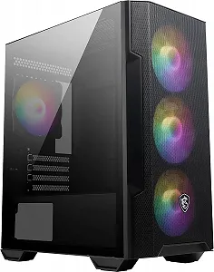Корпус для ПК MSI MAG FORGE M100R / Micro-ATX Tower / 4x ARGB / Загартоване скло / Без БЖ / Чорний - Фото 1