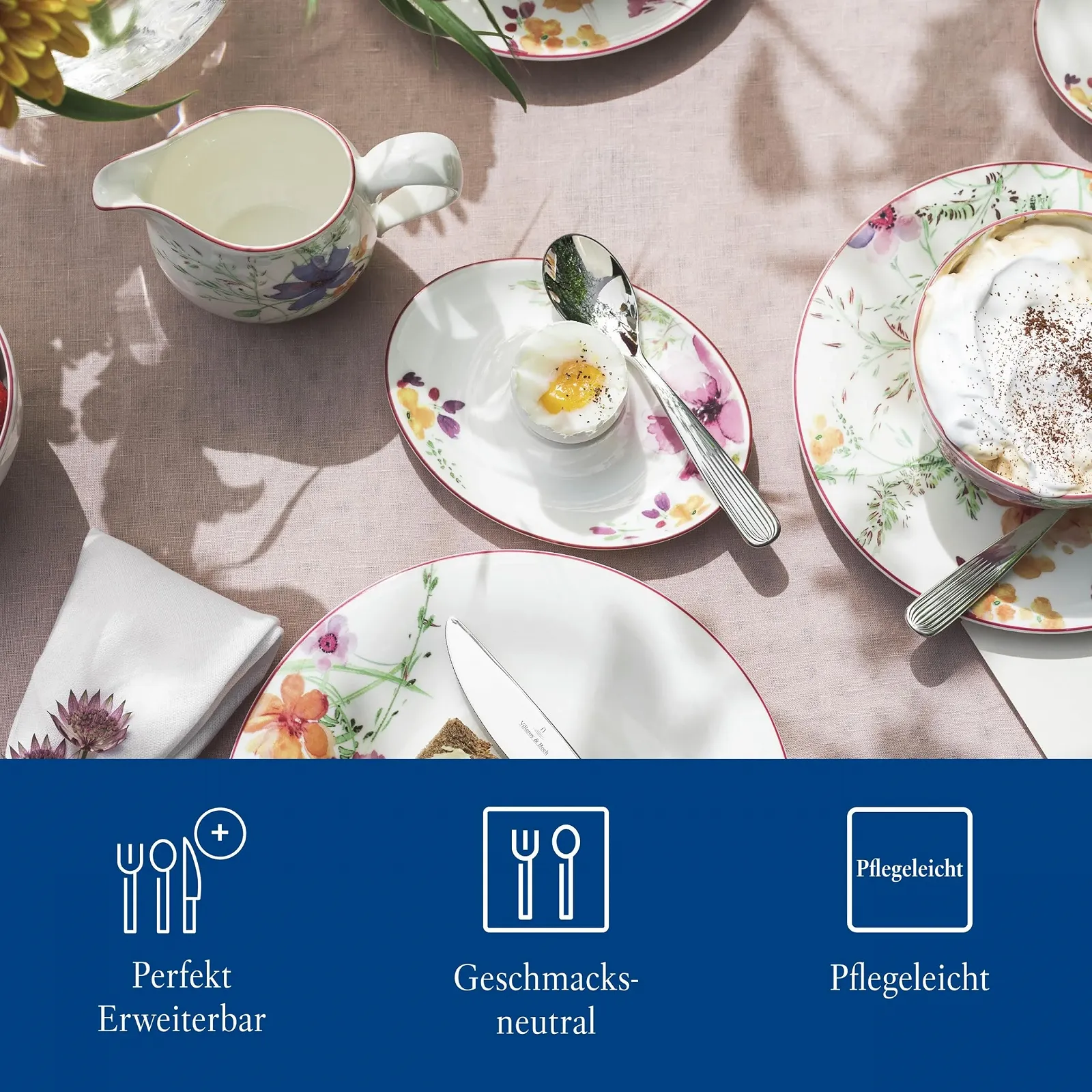 Набір столових приборів Villeroy & Boch Rose Garden, 24 предмети, сріблястий/платина, фото №6