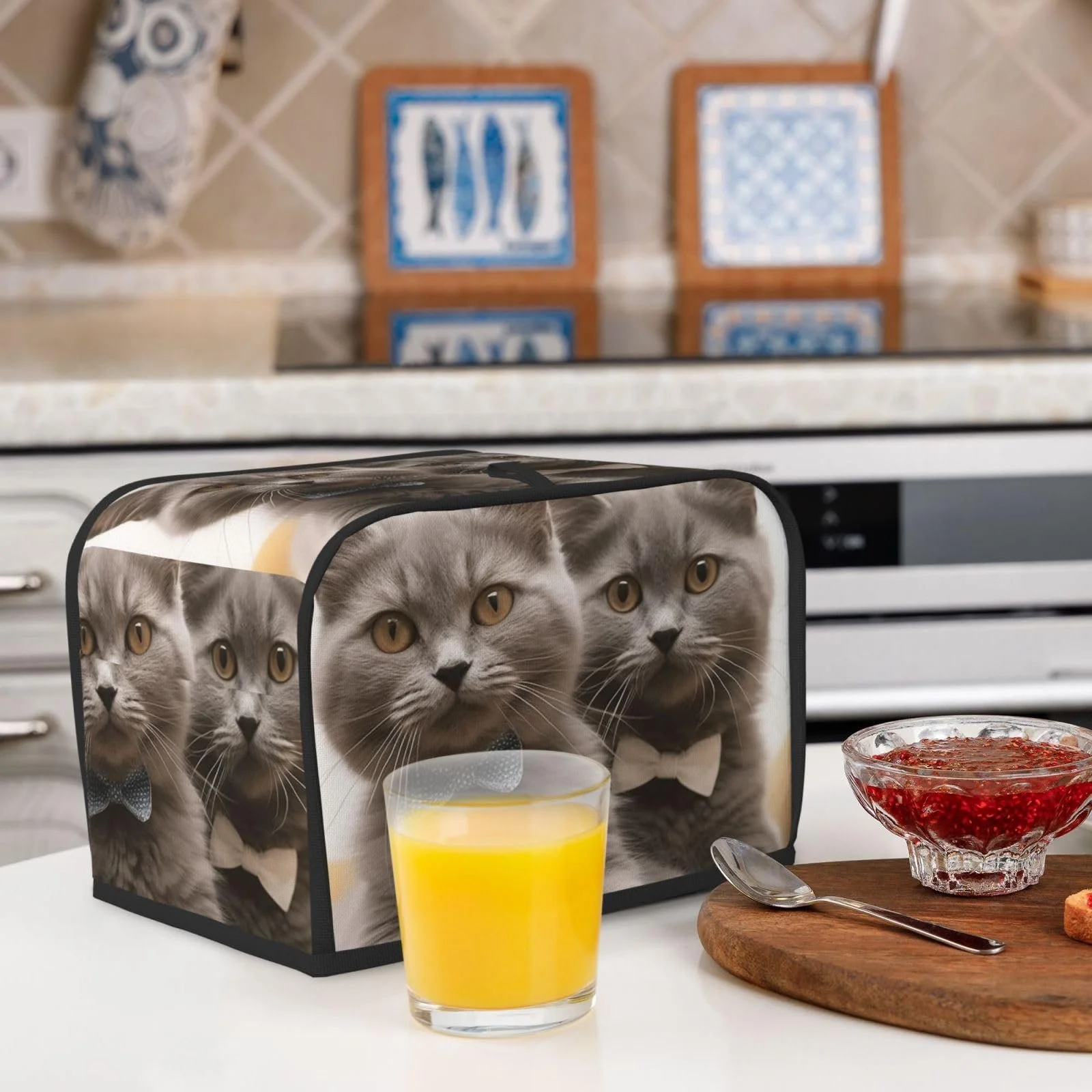 Чехол для тостера на 2 ломтика с карманами Universal Bread Maker Covers Funny Cats Kitchen Small Appliances Covers с ручкой, фото №6 Чехол для тостера на 2 ломтика с карманами Universal Bread Maker Covers Funny Cats Kitchen Small Appliances Covers с ручкой, фото №6