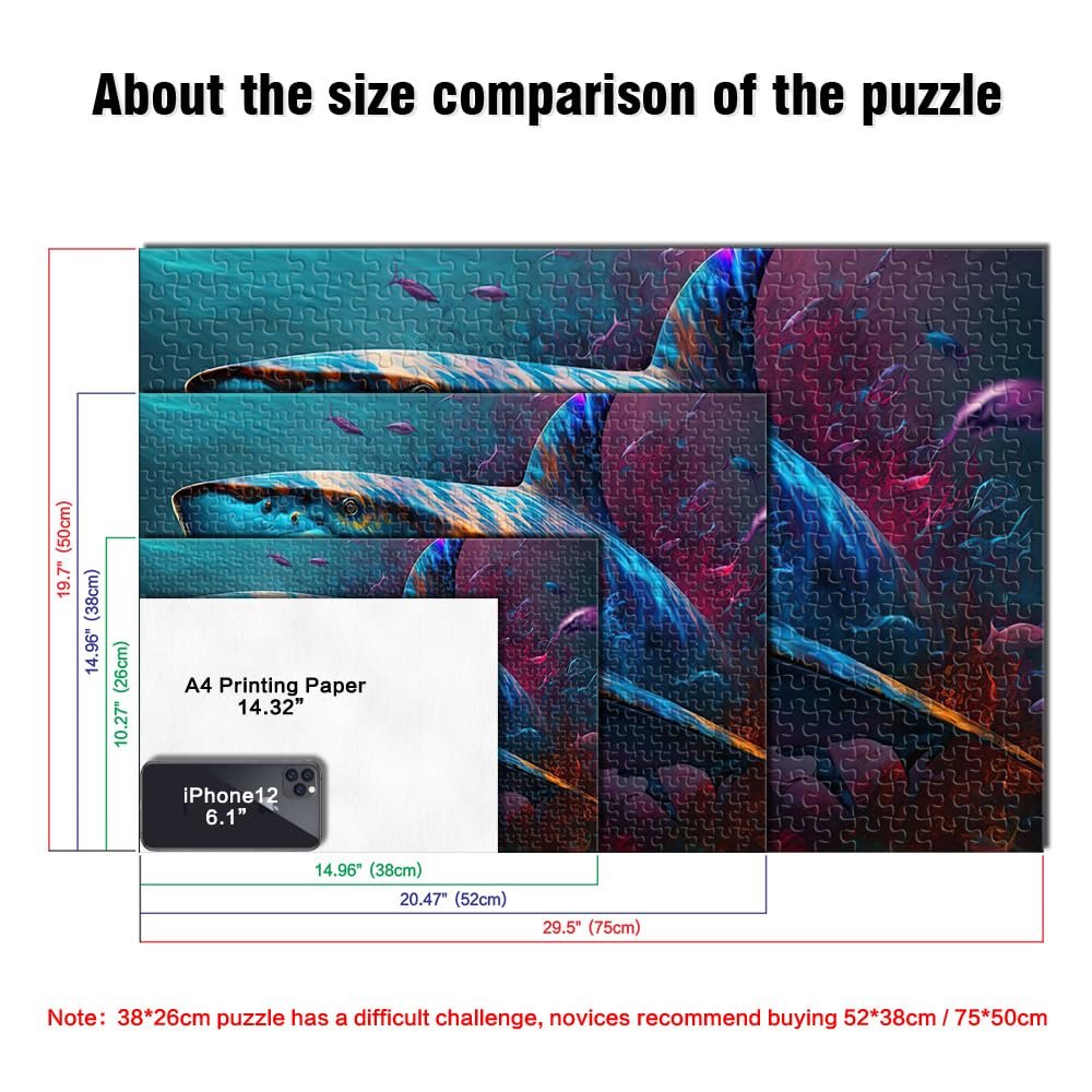 Пазл Кольорова акула 1000 деталей картонний для дорослих та дітей від 12 років 26 x 38 см, фото №3