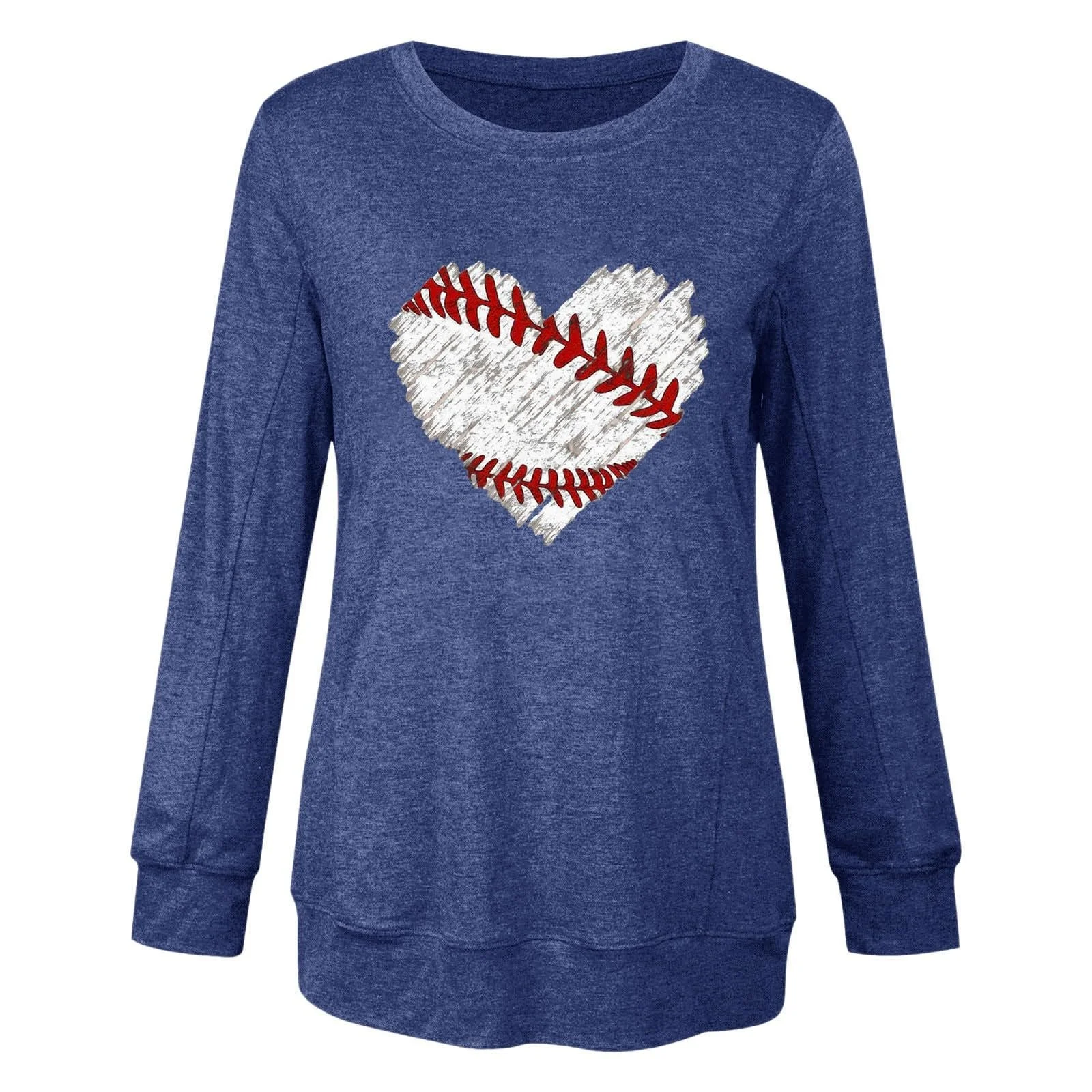 Свитшот Спортивный с длинными рукавами Женский Весенний Бейсбольный принт Круглый вырез Свободный Повседневный Верх Худи для Кемпинга Отдыха на природе Путешествий и Пеших прогулок, фото №2