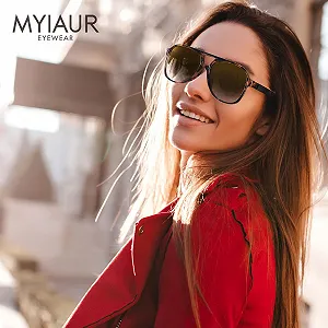 Сонцезахисні окуляри Жіночі Myiaur Класичні Teardrop Дизайн з подвійним містком Легка PC оправа UV400 захист для активного відпочинку synthetic.ua - Фото 1