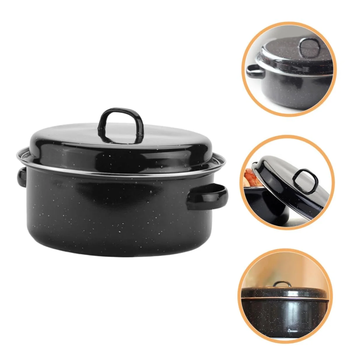 Жаровня емальована Multifunktionsbräter багатофункціональна для гриля та запікання з кришкою, фото №6