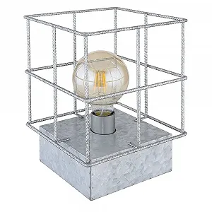 Настольная лампа GLOBO Industrial Metal Grid Shade E27 20x20x26.5 см Цинк - Фото 1