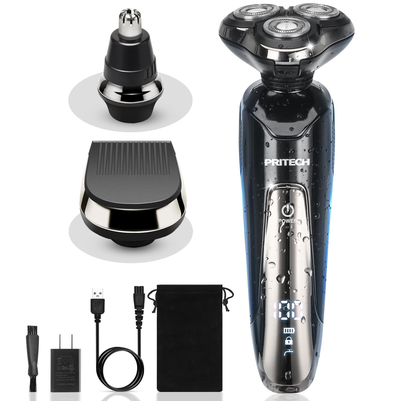 Електробритва PRITECH PRITECH 3-в-1 IPX7 роторна чорна, фото №1 Електробритва PRITECH PRITECH 3-в-1 IPX7 роторна чорна, фото №1