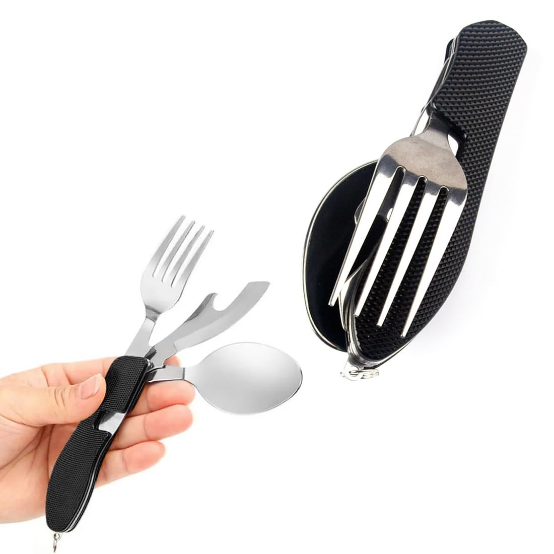 Раскладной набор для походов KSIUW Camping Cutlery 6 в 1 нержавеющая сталь, фото №1