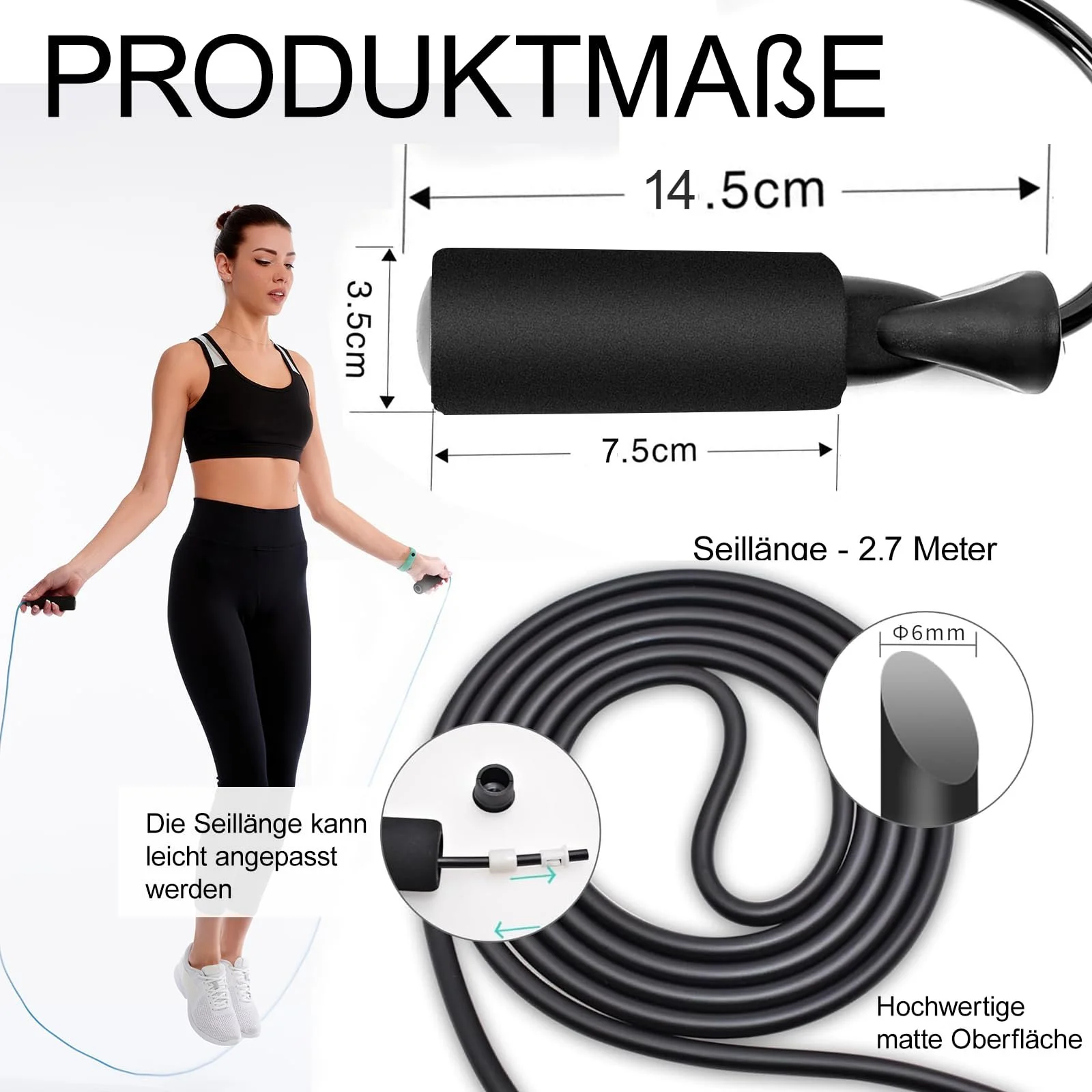 Скакалка Professional Adjustable Comfort Handles Grey/Black, фото №3 Скакалка Professional Adjustable Comfort Handles Grey/Black, фото №3