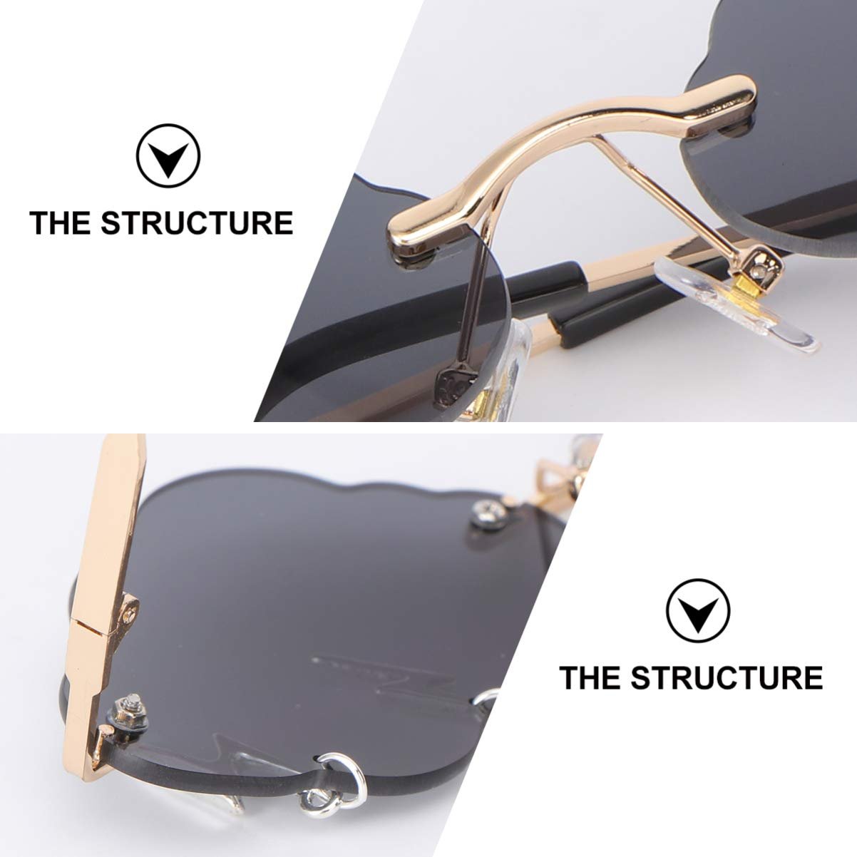 Сонцезахисні окуляри без оправи Amosfun, хмарки, захист від УФ-випромінювання, Авіатор, фото №7