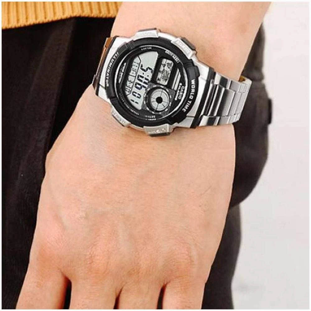 Часы Casio Цифровой Кварцевый AE-1000WD-1AVEF Мужской Сталь, серебристый/серый, Размер блока, Браслет, фото №5 Часы Casio Цифровой Кварцевый AE-1000WD-1AVEF Мужской Сталь, серебристый/серый, Размер блока, Браслет, фото №5