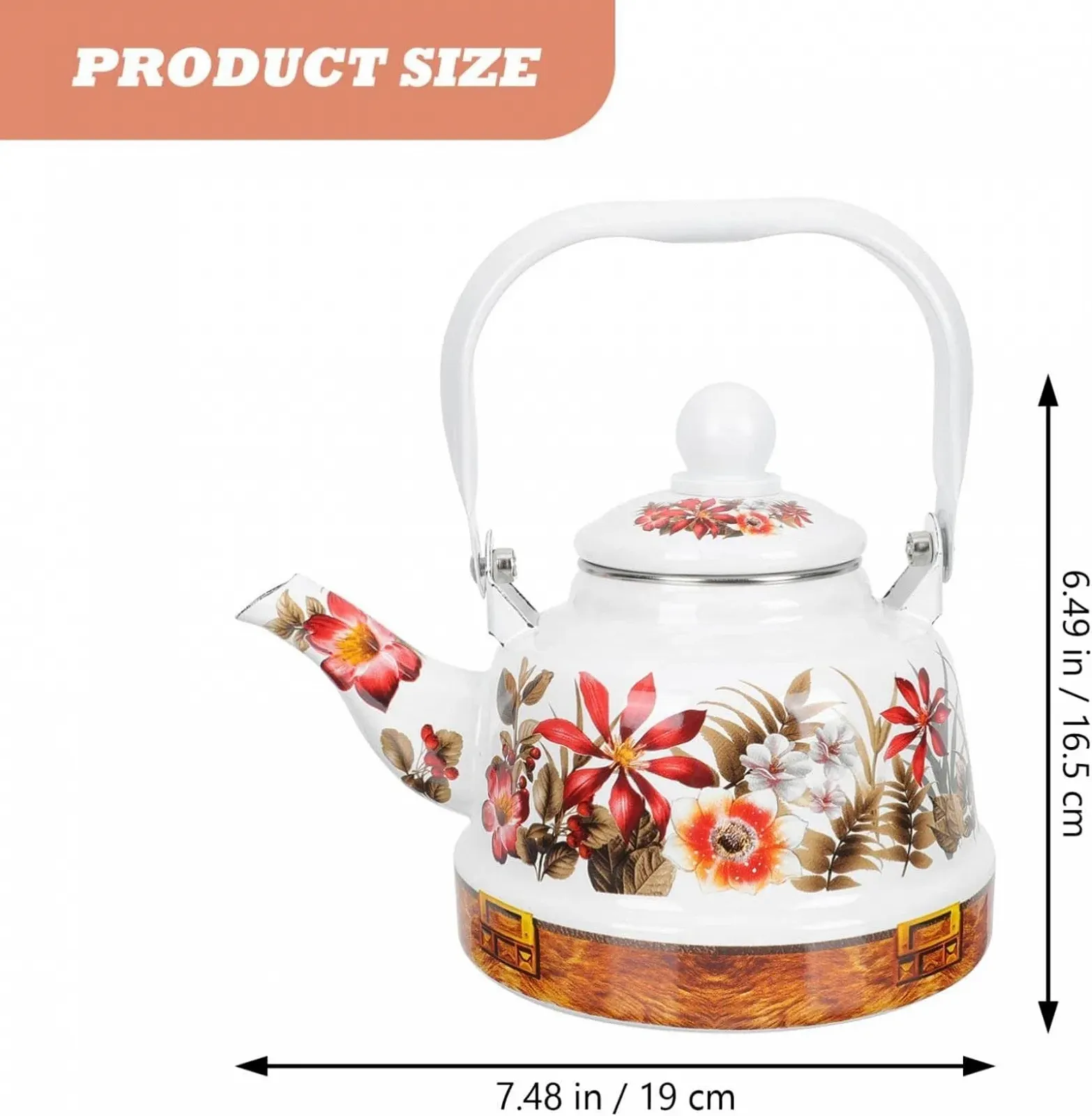 Чайник Емальований Різнокольоровий Квітковий для Плити для Гарячої Води, фото №2 Чайник Емальований Різнокольоровий Квітковий для Плити для Гарячої Води, фото №2