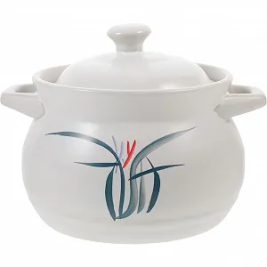 Кастрюля керамическая для супа 2 л термостойкая с крышкой - Фото 1