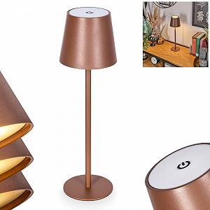 Настільна лампа HOFSTEIN Longchamps LED димована метал/пластик USB-C акумулятор 4 Ват 300 Люмен 3000 Кельвін коричневий/білий - Фото 1