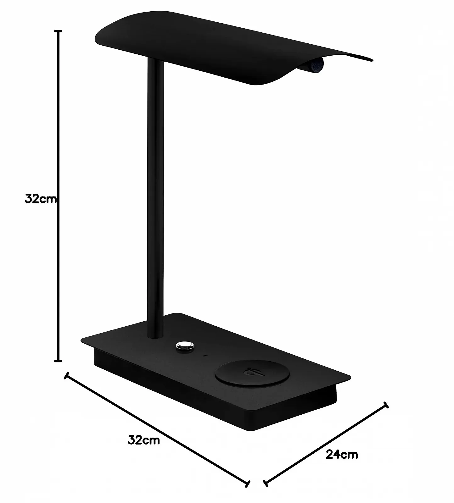 Настольная лампа EGLO Arenaza LED Touch QI-зарядка Диммируемая Металлическая Теплый белый Черная, фото №3