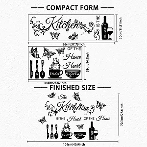 Наклейка для стін ANATTASOUL Kitchen Utensils and Butterfly 96 x 30 см та 60 x 38 см synthetic.ua - Фото 1