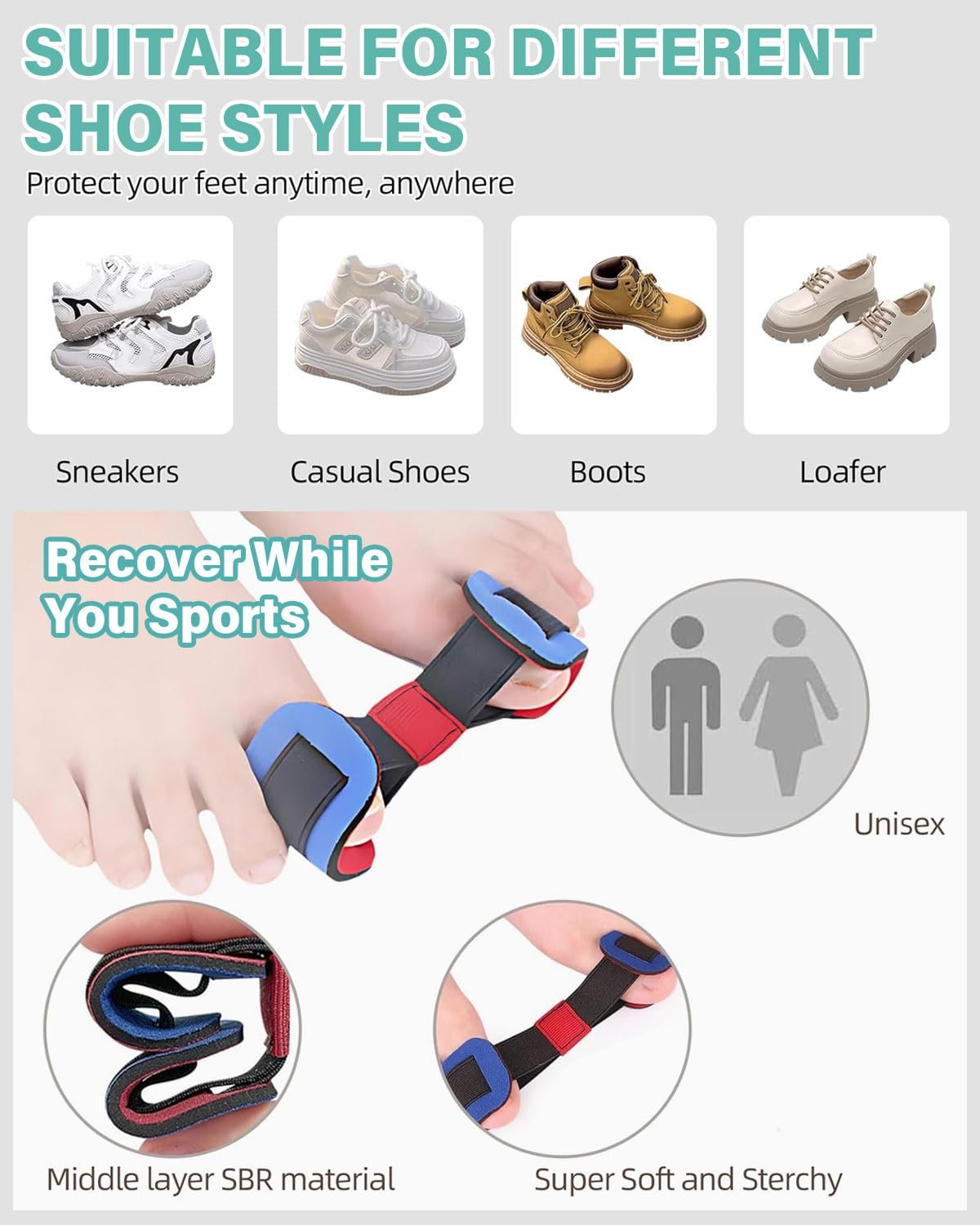 Шкарпетки Hallux Valgus з силіконовими подушечками (2 шт) Універсальний розмір, фото №5