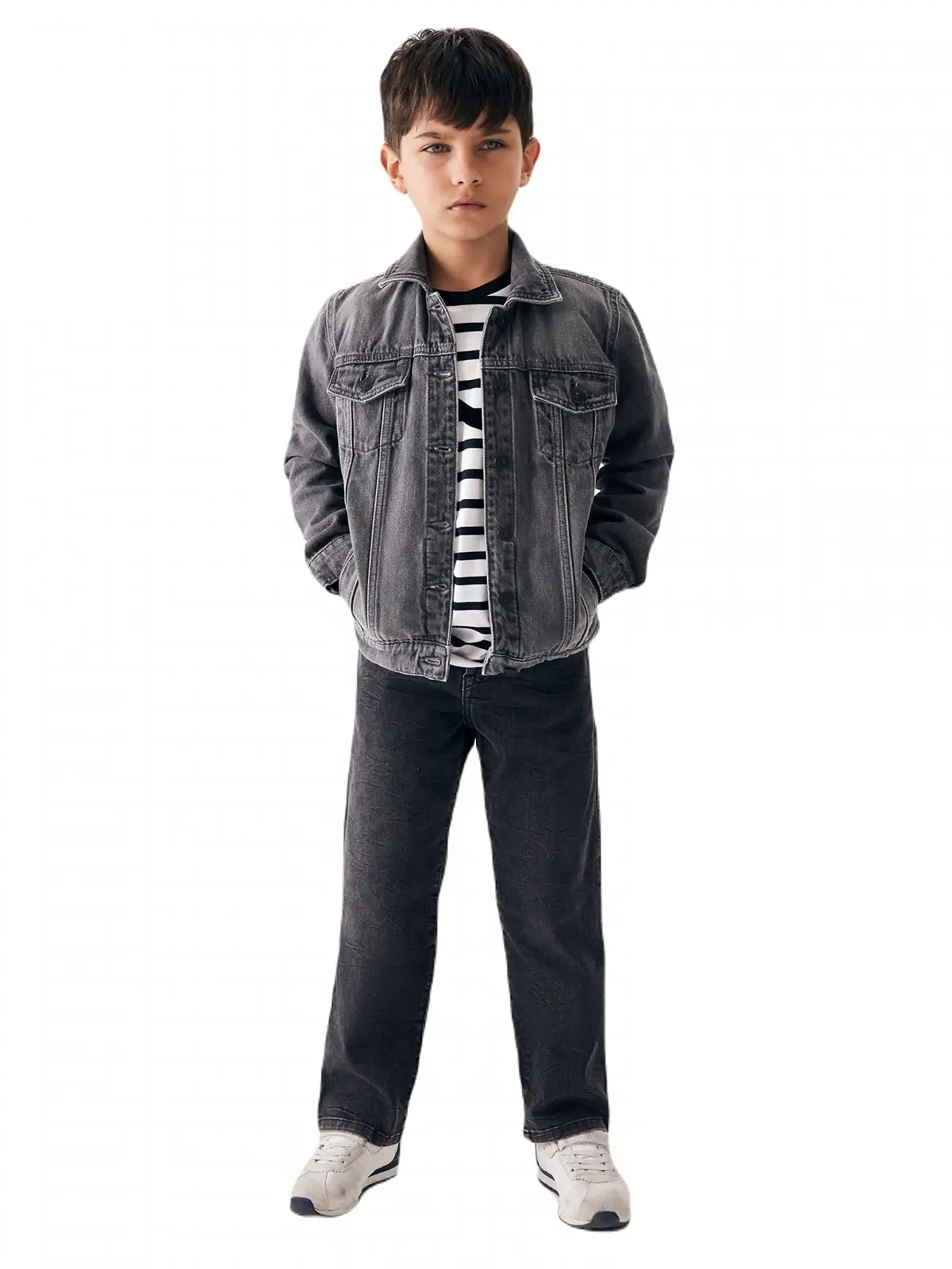 Джинсова куртка LTB для хлопчиків Santino B, сіра, облягаючий крій, з бавовняної суміші - розмір 164 см, фото №1 Джинсова куртка LTB для хлопчиків Santino B, сіра, облягаючий крій, з бавовняної суміші - розмір 164 см, фото №1