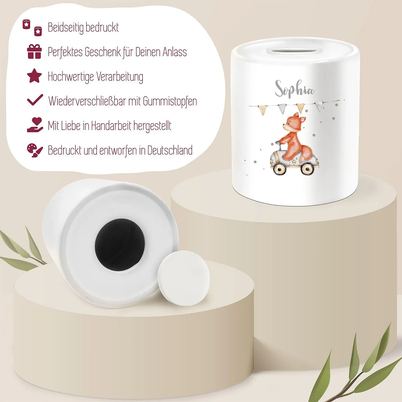 Скарбничка Sophie Ceramic Animals Baby Fox Racer Керамічна, фото №4