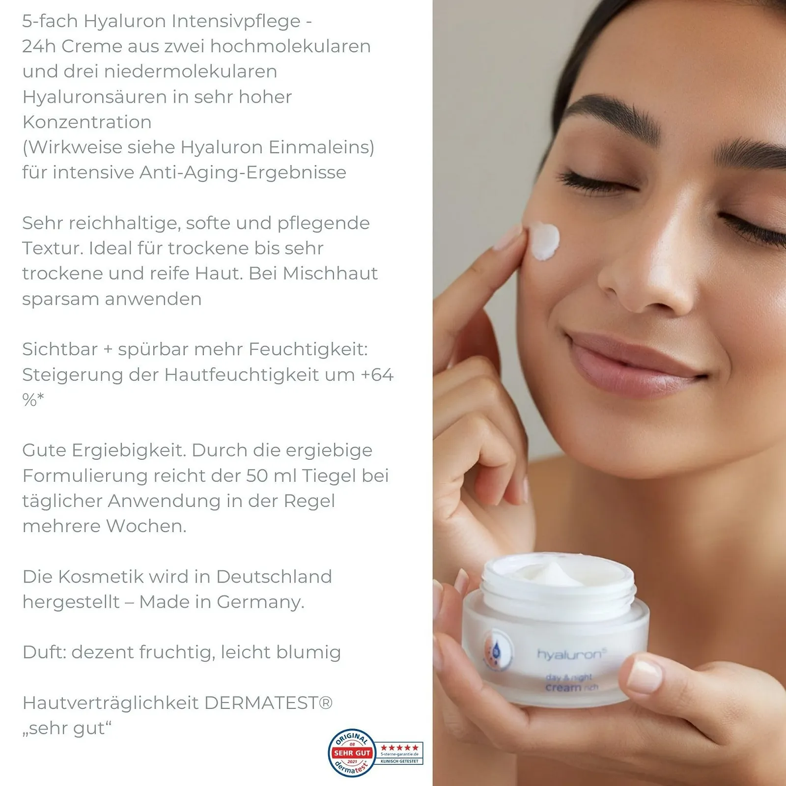 Крем для обличчя WELLMAXX Hyaluron⁵ Day & Night Rich інтенсивно зволожувальний з 5-кратною гіалуроновою кислотою, 50 мл, фото №2