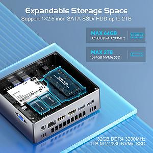 Мини ПК NiPoGi CK10 Core i5-12450H 1TB M.2 NVMe SSD + 32GB RAM 4K UHD/HDMI+VGA WiFi6/BT5.2/Type C/RJ45 synthetic.ua - Фото 1