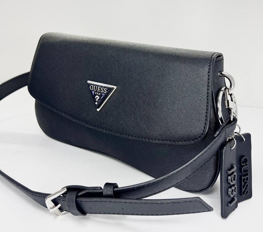 Женская сумка GUESS черная маленькая клатч качественная мини сумочка через плечо гесс, фото №2