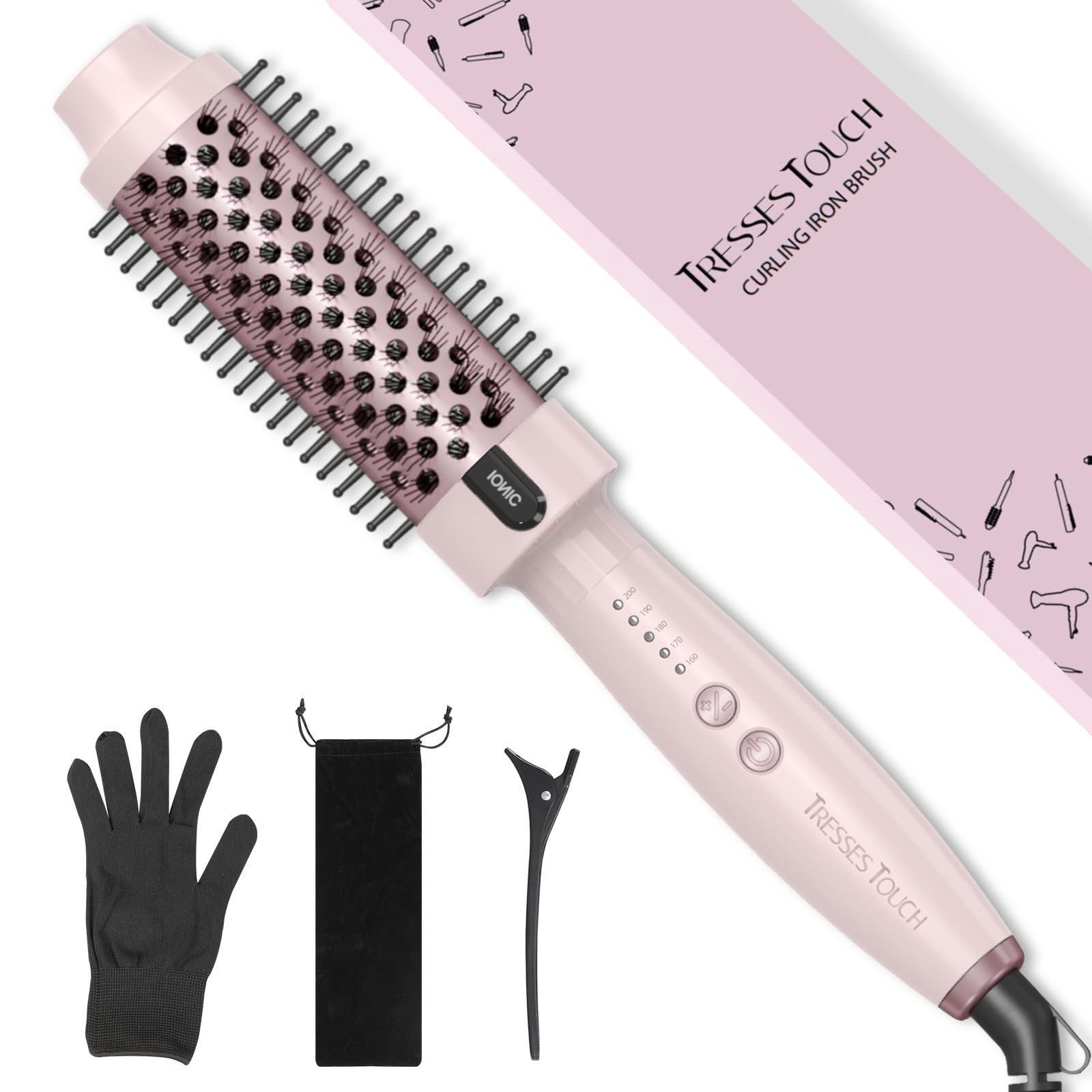 Термощетка Tresses Touch Negative Ion 5 Temperature Levels Tourmaline Ceramic Dual PTC 30s Quick Heating Pink, фото №1 Термощетка Tresses Touch Negative Ion 5 Temperature Levels Tourmaline Ceramic Dual PTC 30s Quick Heating Pink, фото №1
