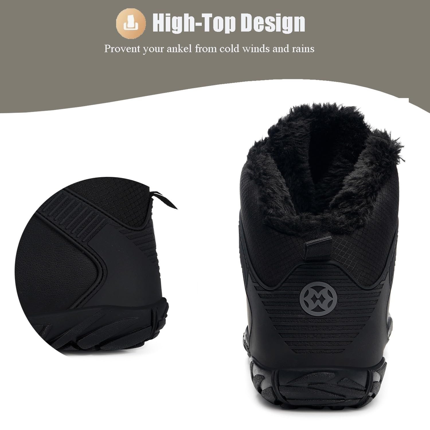 Чоботи Sisttke зимові утеплені водонепроникні для чоловіків, нековзкі, широка носова частина, фото №5