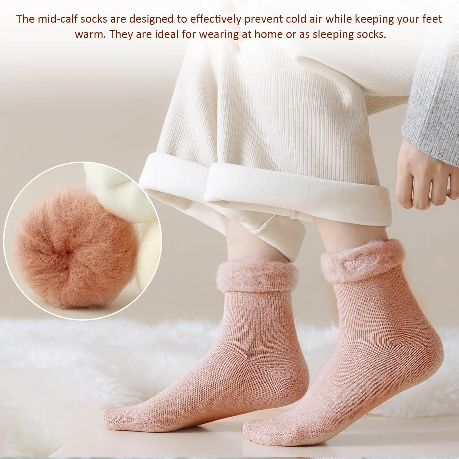 2 пары женских носков для бутылки с водой, милые плюшевые носки, толстые носки для бутылки с водой, носки до икр, домашние носки, носки для сна, голубые, M, фото №6