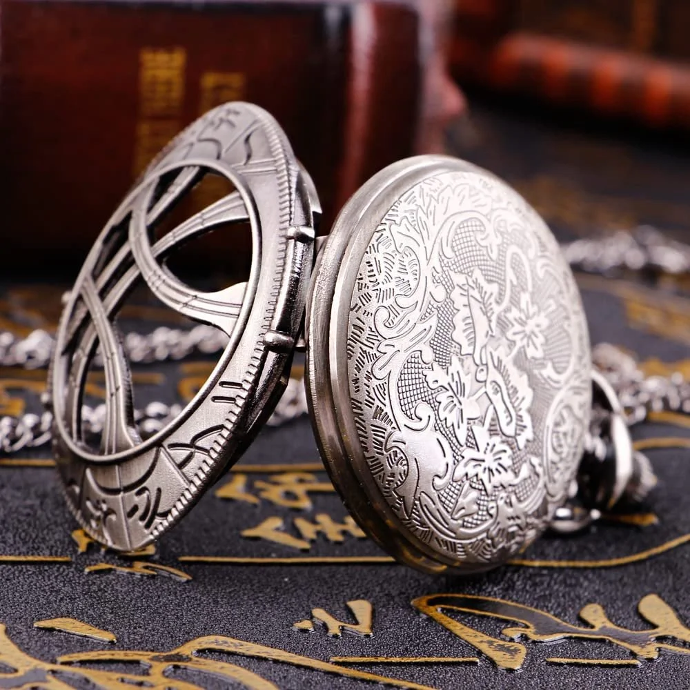 Кишеньковий годинник кварцовий з ланцюжком, Череп, Set-qz303-0720, фото №5