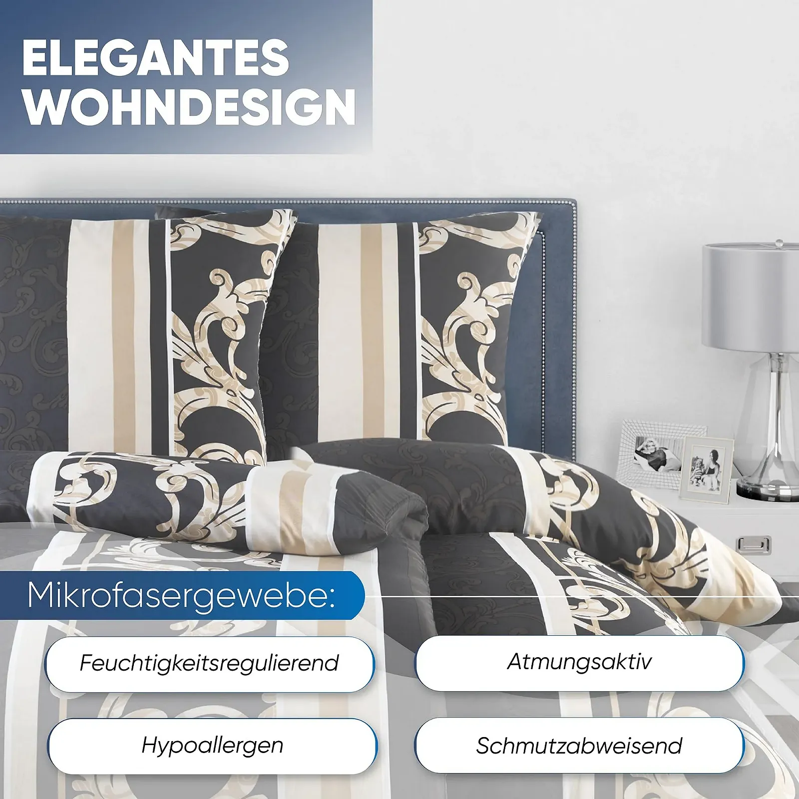 Постільна білизна MALIKA 135 x 200 см 4 предмети мікрофібра Oeko-Tex, фото №5