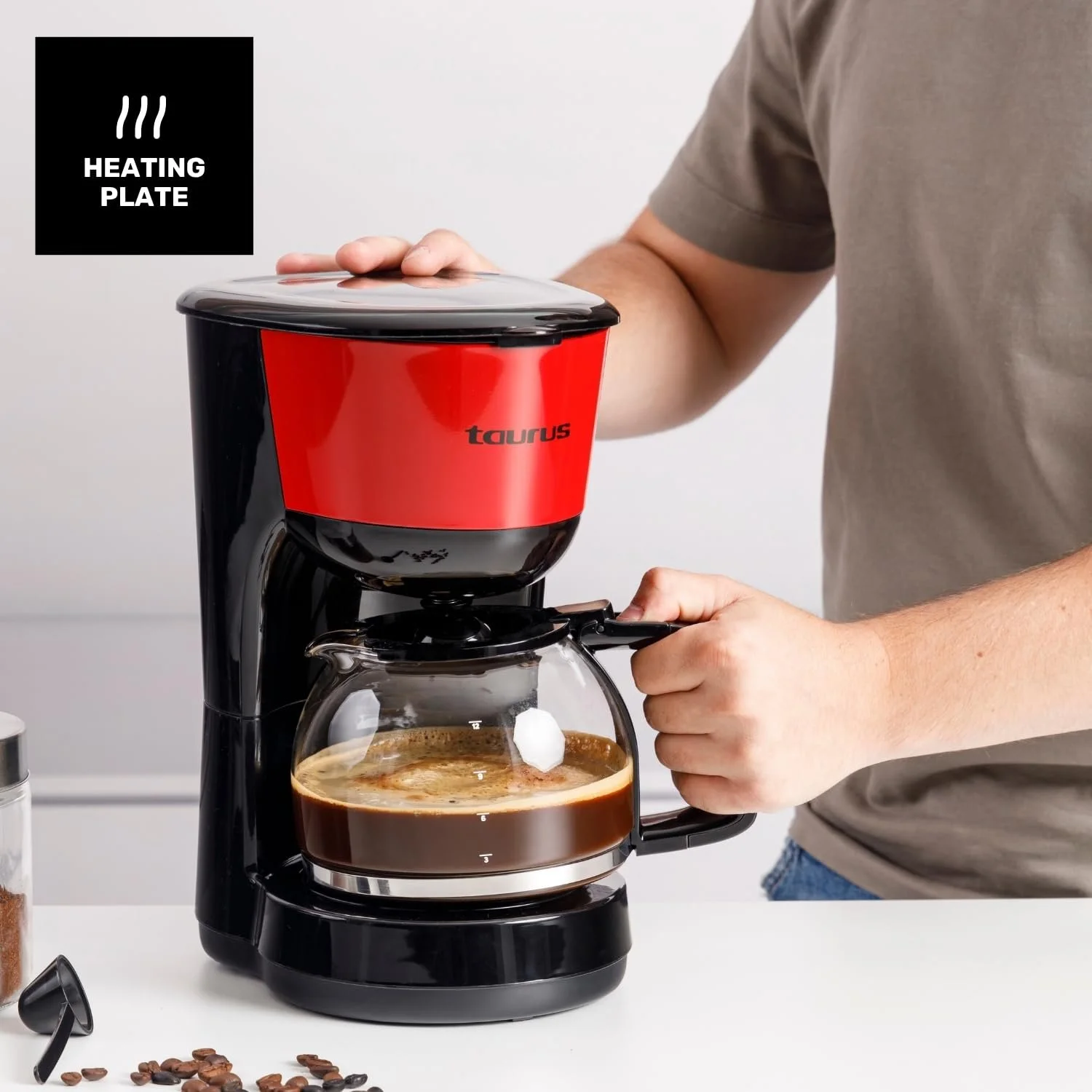 Кофеварка капельная Taurus Verona Vintage 1000 W 12 чашек Красная, фото №6