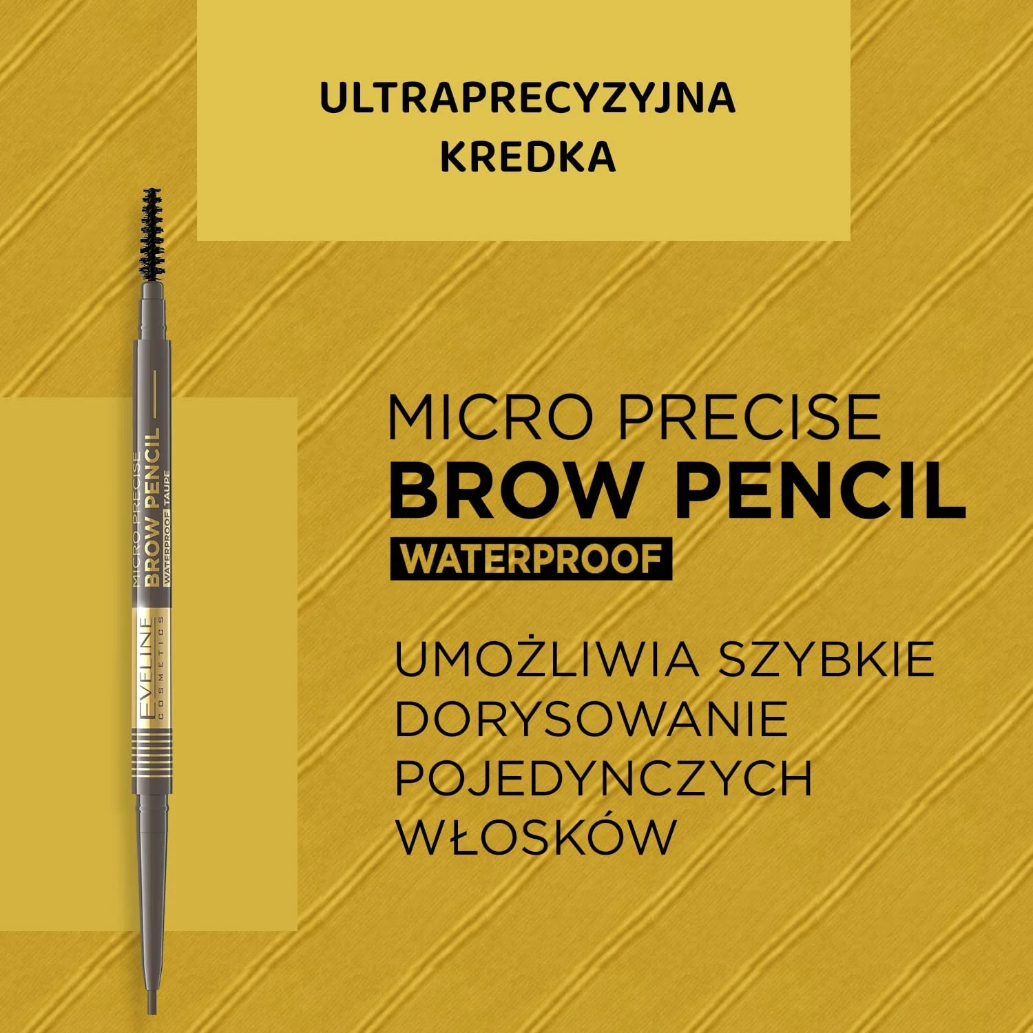 Олівець для брів Eveline Cosmetics Micro Precision водостійкий веганський зі щіточкою Cool Brown, фото №4