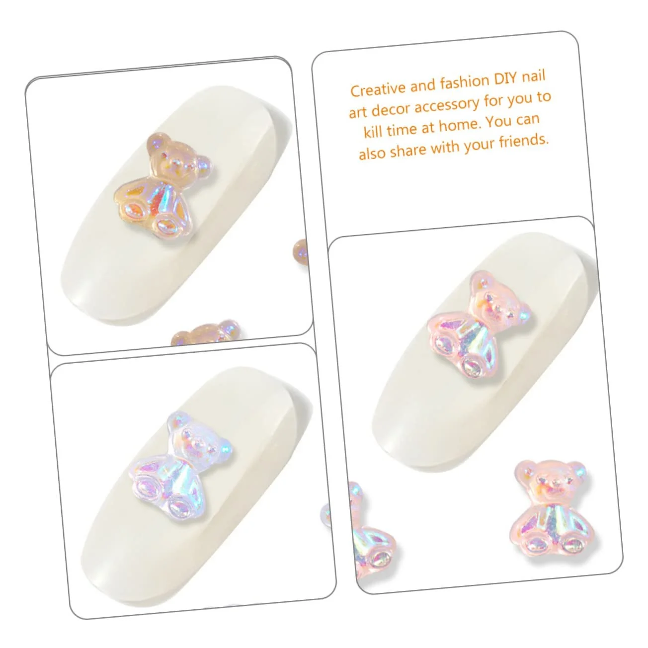 Украшения для ногтей Мишки Beavorty 192 шт. Разноцветные блестящие, фото №2