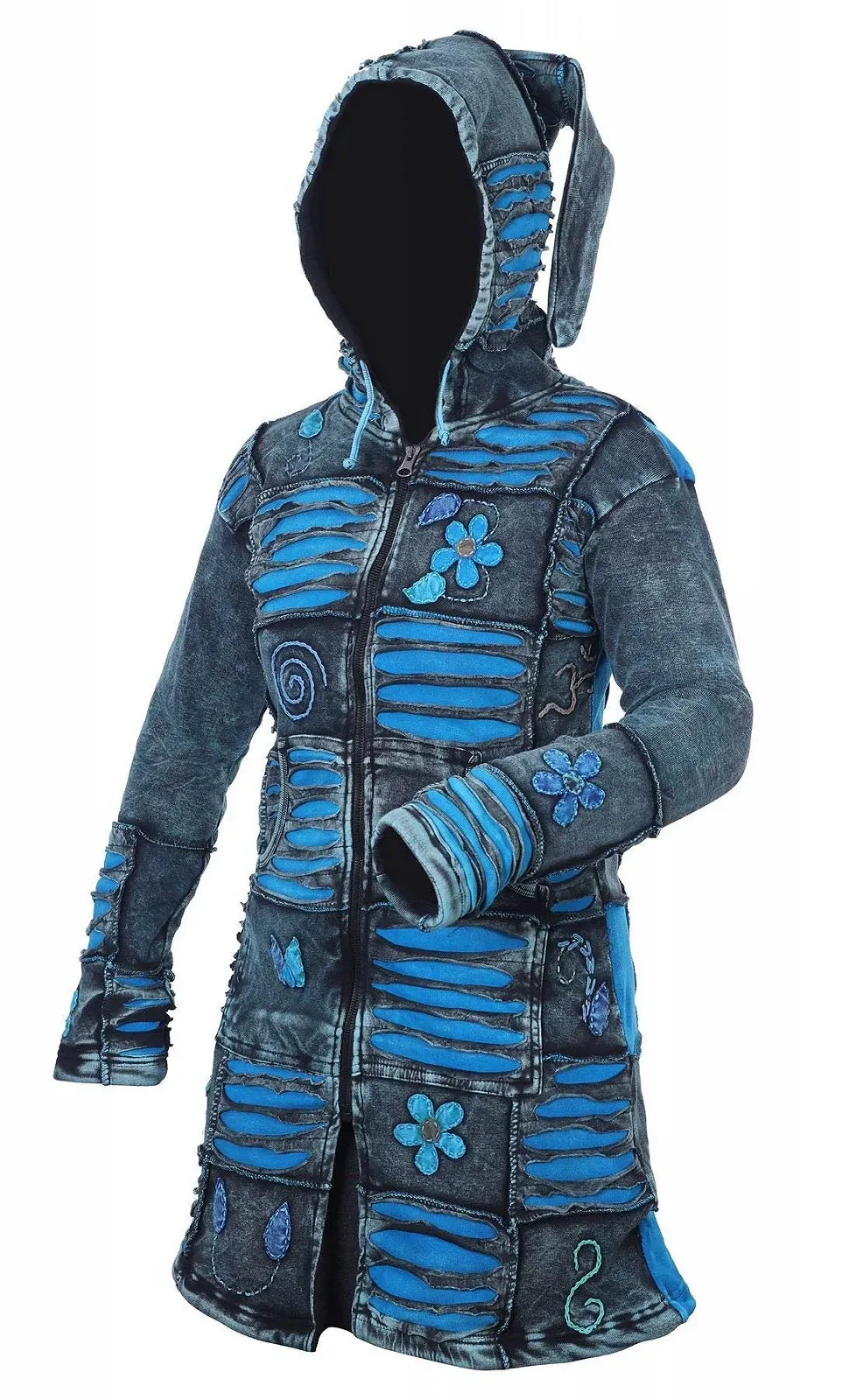 Жіноче пальто Ezhippie Довге з квітковим принтом та вирізами, фото №2