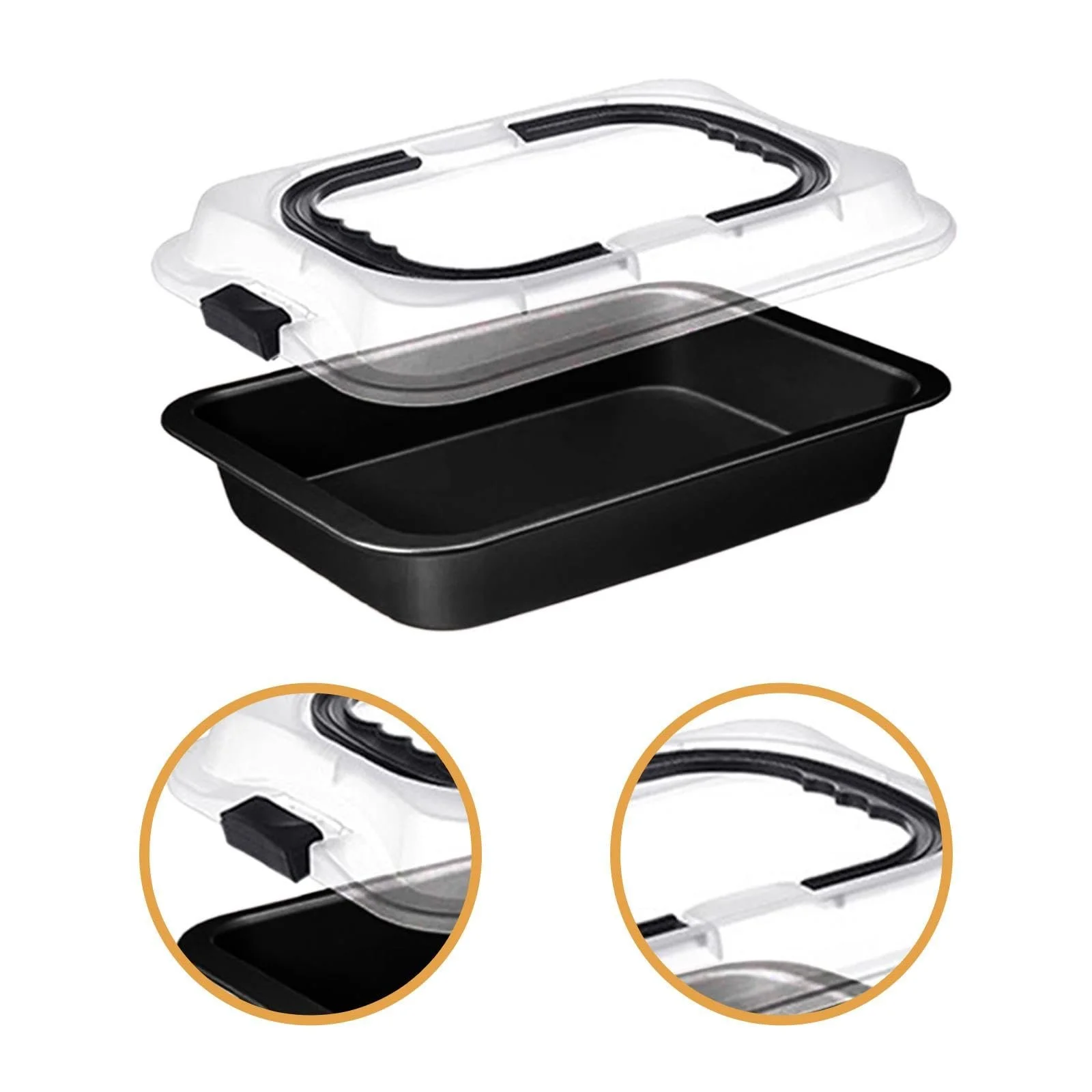 Набор форм для выпечки 2 предмета с крышкой и ручкой Прямоугольный Антипригарный Для переноски тортов Черный, фото №5