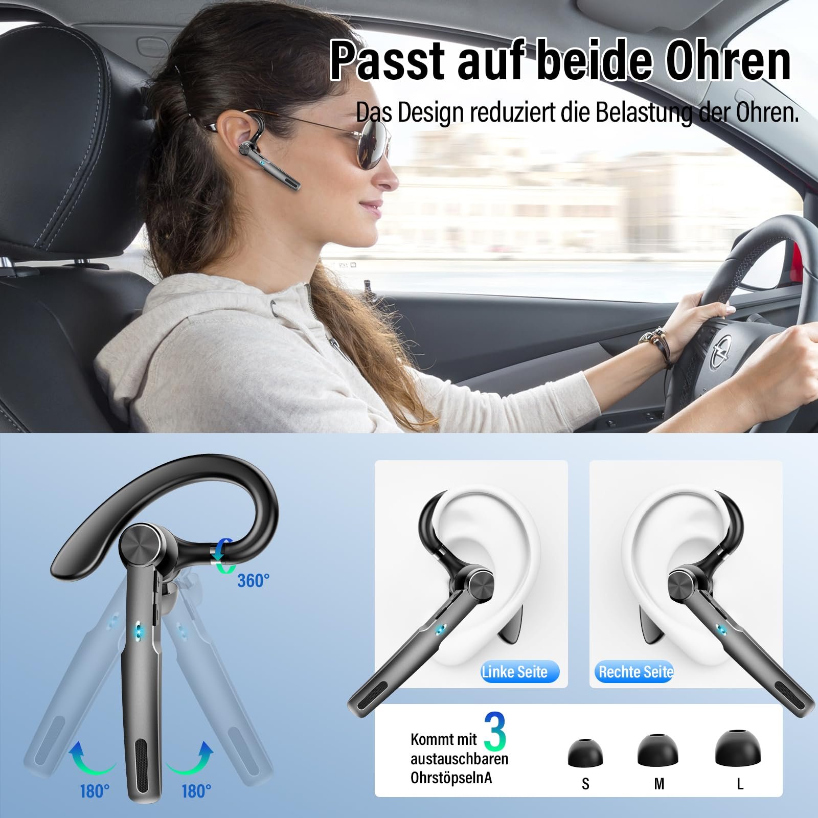 Bluetooth Гарнитура Беспроводная Hands-Free Phone 5.3 Черный, фото №6