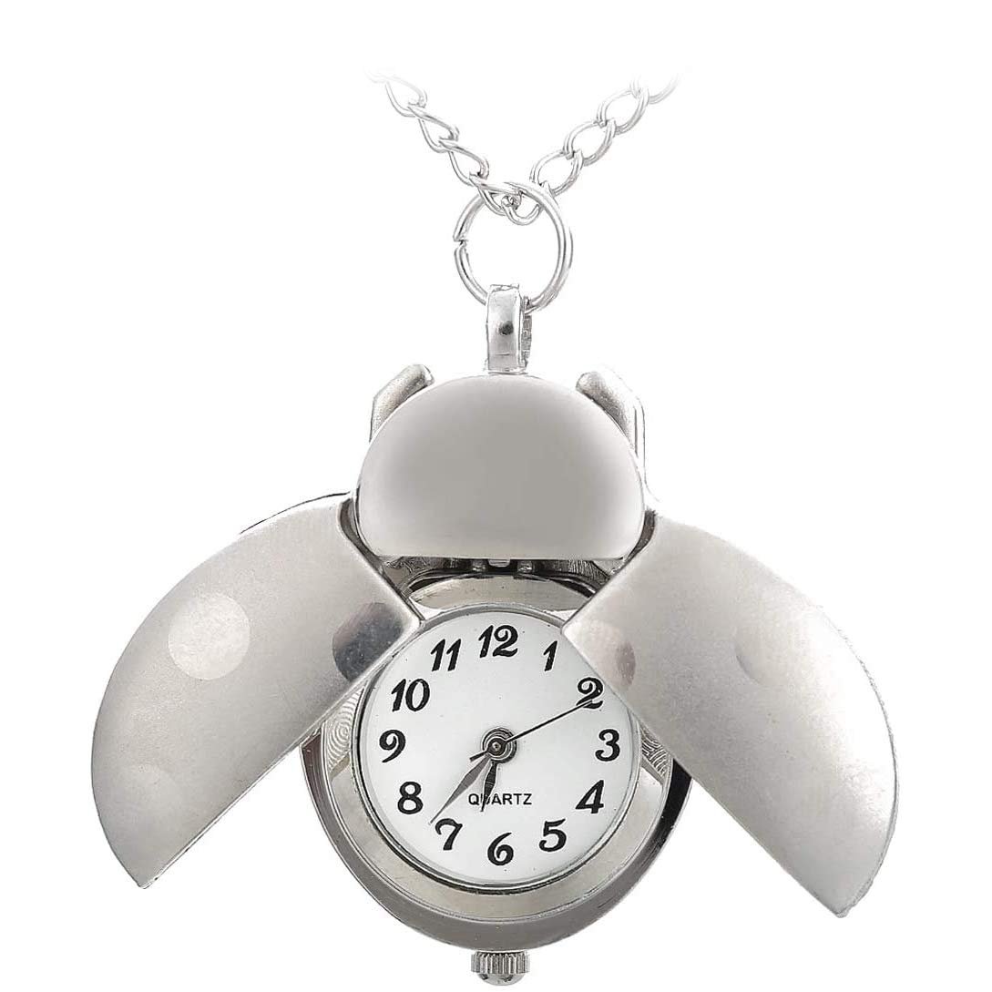 Часы-ожерелье Женские Fenkoo LadyBug Серебристый циферблат Кварцевый Аналоговый, серебристый, фото №1